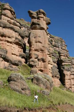 Canyon with rock formation resembling an alpaca head